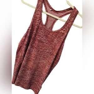 Athleta Top Ultimate Scoop Tank Rust Rose Abstract Stripe Print M